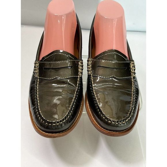 Bass Green Patent Metallic Penny Loafers Weejuns 9.5 rare color - Picture 2 of 11